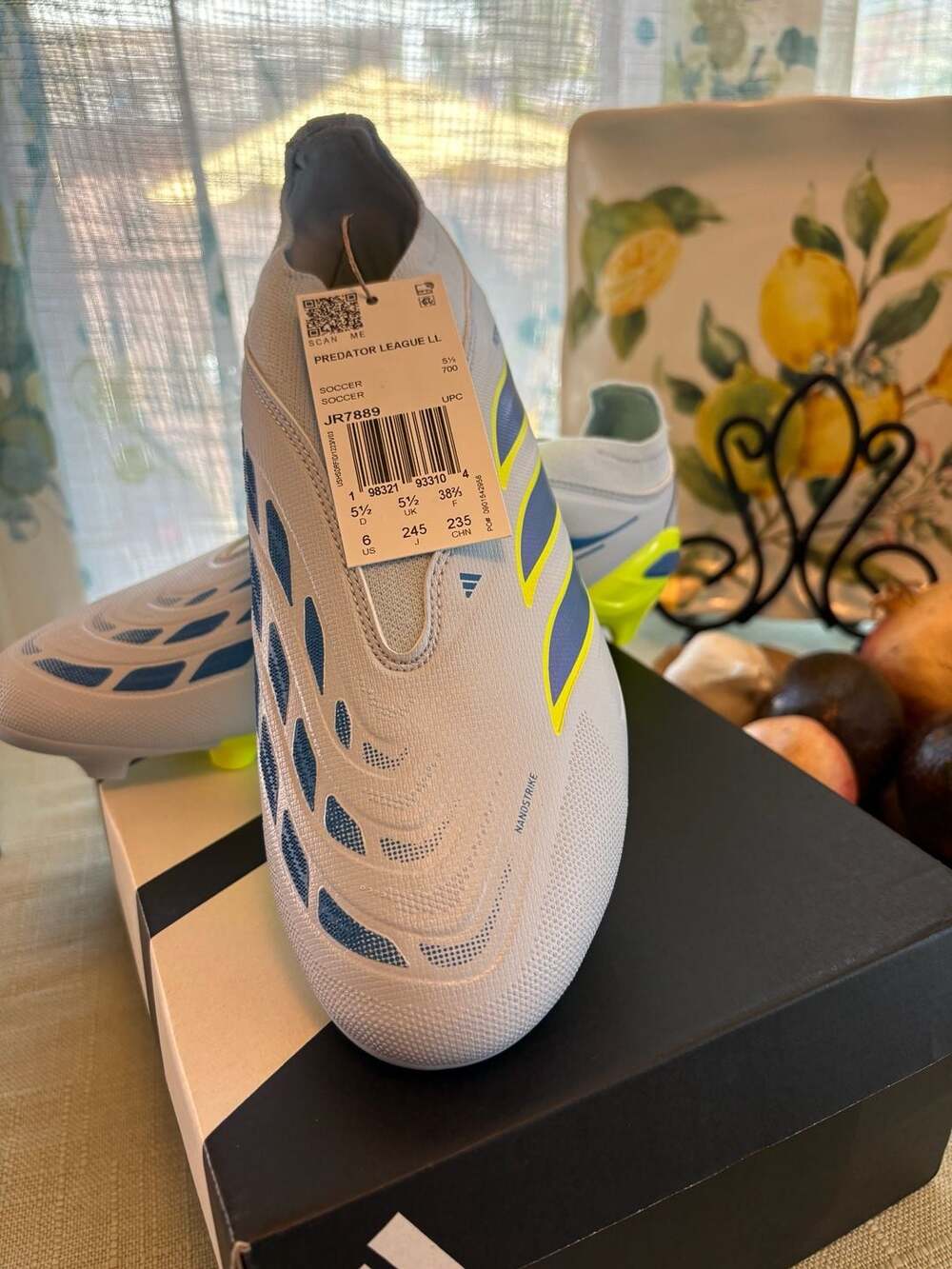 Adidas Predator League LL Size 6 Soccer Cleats White Blue Yellow